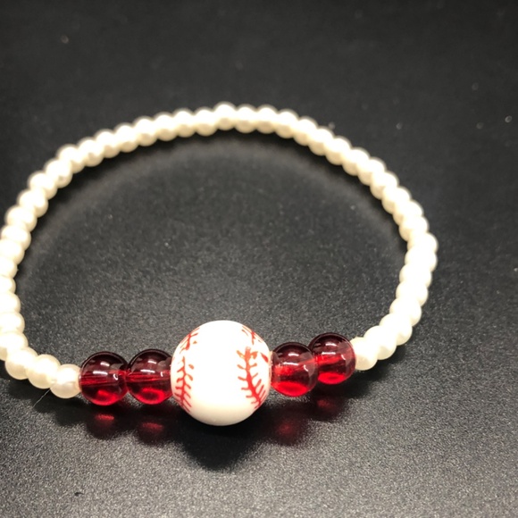 Baseball Faux Pearls Beaded Stretch Bracelets - Picture 4 of 9